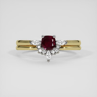 0.42 Ct. Ruby Ring, 14K White & Yellow 1