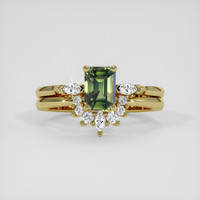 1.20 Ct. Yellowish Green Sapphire Ring, 10K Yellow Gold 1