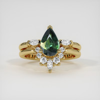 1.41 Ct. Green Sapphire Ring, 14K Yellow Gold 1