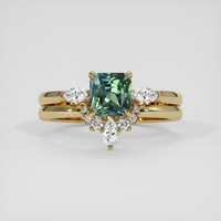 1.09 Ct. Bluish Green Sapphire Ring, 14K Yellow Gold 1