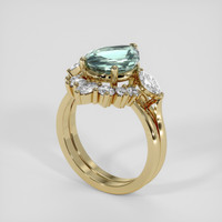 2.44 Ct. Bluish Green Sapphire Ring, 14K Yellow Gold 2