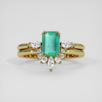 1.00 Ct. Emerald Ring, 18K Yellow Gold 1