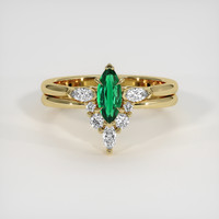 0.42 Ct. Emerald Ring, 18K Yellow Gold 1