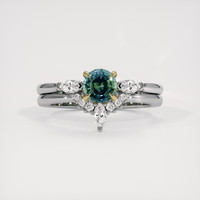 0.61 Ct. Bluish Green Sapphire Ring, 18K Yellow & White 1