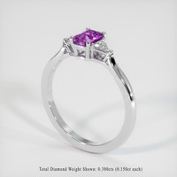 0.91 Ct. Pinkish Purple Sapphire Ring, Platinum 950 2
