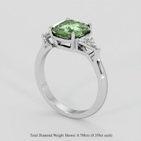 3.29 Ct. Green Zircon Ring, Silver 2