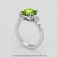 3.28 Ct. Yellowish Green Peridot Ring, Silver 2