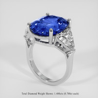 11.09 Ct. Blue Sapphire Ring, 14K White Gold 2