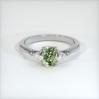 0.79 Ct. Yellowish Green Sapphire Ring, 14K White Gold 1
