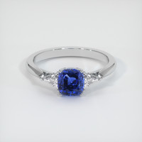 2.04 Ct. Blue Sapphire Ring, 18K White Gold 1