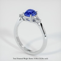 2.04 Ct. Blue Sapphire Ring, 18K White Gold 2