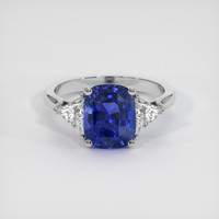 4.06 Ct. Blue Sapphire Ring, 18K White Gold 1