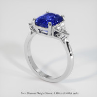 4.06 Ct. Blue Sapphire Ring, 18K White Gold 2