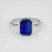 3.12 Ct. Blue Sapphire Ring, 18K White Gold 1