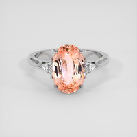 5.09 Ct. Padparadscha Sapphire Ring, 18K White Gold 1