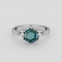 1.84 Ct. Bluish Green Sapphire Ring, 18K White Gold 1