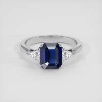 3.02 Ct. Blue Sapphire Ring, 18K White Gold 1