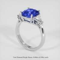 3.80 Ct. Blue Sapphire Ring, 18K White Gold 2