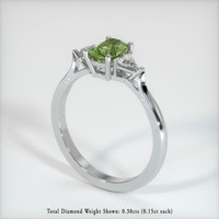 0.79 Ct. Yellowish Green Sapphire Ring, 18K White Gold 2