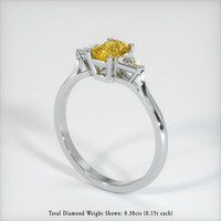 0.68 Ct. Orangish Yellow Sapphire Ring, 18K White Gold 2