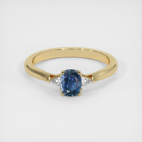 0.72 Ct. Greenish Blue Sapphire Ring, 14K Yellow Gold 1