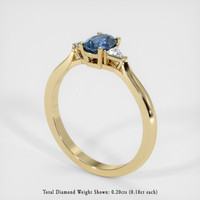 0.72 Ct. Greenish Blue Sapphire Ring, 14K Yellow Gold 2