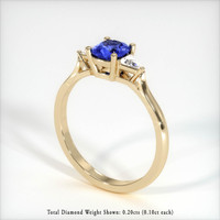 0.63 Ct. Blue Sapphire Ring, 14K Yellow Gold 2