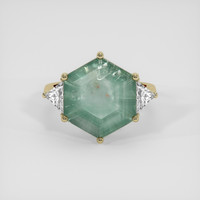 8.09 Ct. Bluish Green Sapphire Ring, 14K Yellow Gold 1