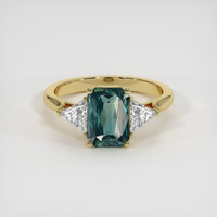 2.56 Ct. Bluish Green Sapphire Ring, 14K Yellow Gold 1