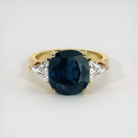 4.88 Ct. Greenish Blue Sapphire Ring, 18K Yellow Gold 1