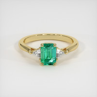 0.89 Ct. Emerald Ring, 18K Yellow Gold 1