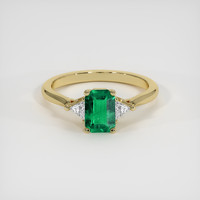 0.68 Ct. Emerald Ring, 18K Yellow Gold 1