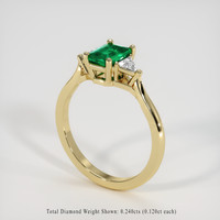 0.68 Ct. Emerald Ring, 18K Yellow Gold 2