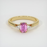 0.69 Ct. Pink Sapphire Ring, 18K Yellow Gold 1