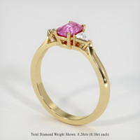 0.69 Ct. Pink Sapphire Ring, 18K Yellow Gold 2