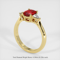 0.96 Ct. Ruby Ring, 18K Yellow Gold 2