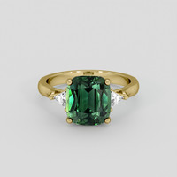 4.07 Ct. Green Sapphire Ring, 18K Yellow Gold 1