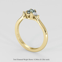 0.53 Ct. Green Sapphire Ring, 18K Yellow Gold 2