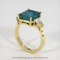 5.03 Ct. Bluish Green Sapphire Ring, 18K Yellow Gold 2