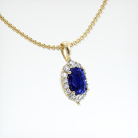 2.00 Ct. Blue Sapphire Pendant, 18K Yellow Gold 2