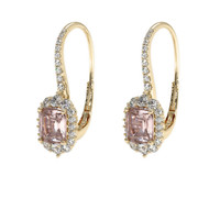1.62 Ct.Tw. Peach Sapphire Earrings, 14K Yellow Gold 3