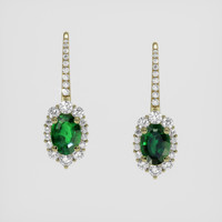 <span>1.46</span>&nbsp;<span class="tooltip-light">Ct.Tw.<span class="tooltiptext">Total Carat Weight</span></span> Green Chrome Tourmaline Earrings, 14K Yellow Gold 1