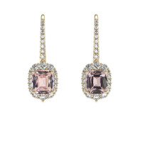 1.62 Ct.Tw. Peach Sapphire Earrings, 18K Yellow Gold 1