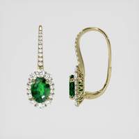 <span>1.46</span>&nbsp;<span class="tooltip-light">Ct.Tw.<span class="tooltiptext">Total Carat Weight</span></span> Green Chrome Tourmaline Earrings, 18K Yellow Gold 2