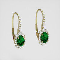 <span>1.46</span>&nbsp;<span class="tooltip-light">Ct.Tw.<span class="tooltiptext">Total Carat Weight</span></span> Green Chrome Tourmaline Earrings, 18K Yellow Gold 3