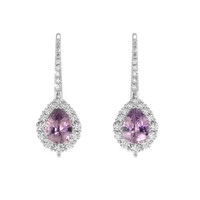 1.41 Ct.Tw. Purple Sapphire Earrings, 18K White Gold 1