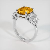 4.61 Ct. Orangish Yellow Sapphire Ring, 14K White Gold 2