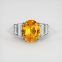 4.61 Ct. Orangish Yellow Sapphire Ring, 18K White Gold 1