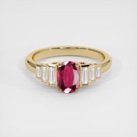 0.88 Ct. Ruby Ring, 14K Yellow Gold 1
