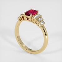 0.88 Ct. Ruby Ring, 14K Yellow Gold 2